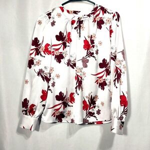 Liz Claiborne Womens Petite S Blouse Long Sleeve Lightweight Keyhole Polyester